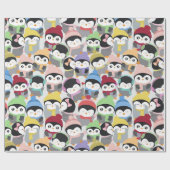 Schattigee kerst Cartoon pinguïns Cadeaupapier (Vlak)