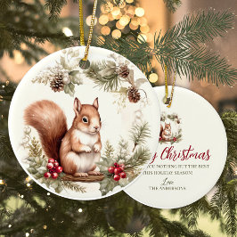 Schattigee kerst chipmunk krans bosdier keramisch ornament