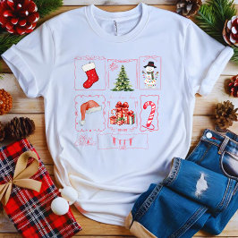 Schattigee kerst collage stijl ontwerp t-shirt