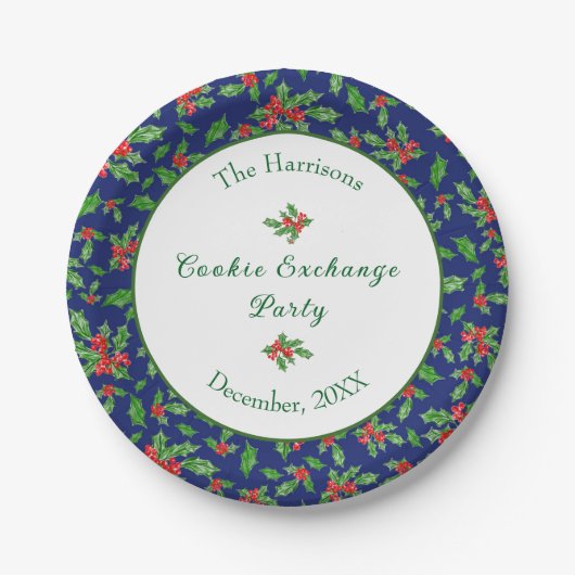 Schattigee Kerst Cookie Exchange Party Aangepaste Papieren Bordje (Voorkant)