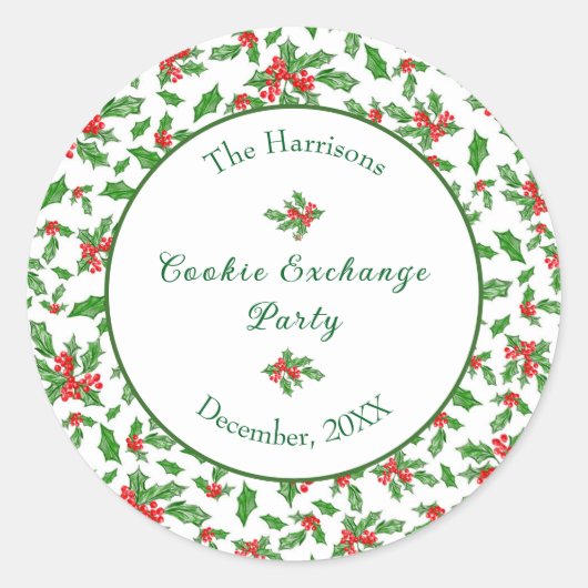 Schattigee Kerst Cookie Exchange Party Aangepaste Ronde Sticker (Voorkant)