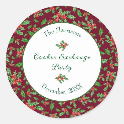 Schattigee Kerst Cookie Exchange Party Aangepaste Ronde Sticker (Voorkant)