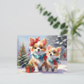 Schattigee kerst Corgis Holiday Delight Briefkaart (Staand voorkant)