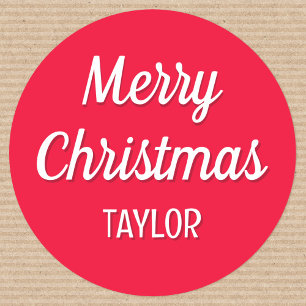 Schattigee Kerst Custom Kinder Naam Typografie Roo Ronde Sticker