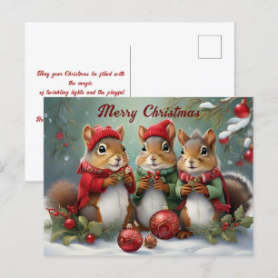 Schattigee kerst eekhoorns charmant briefkaart
