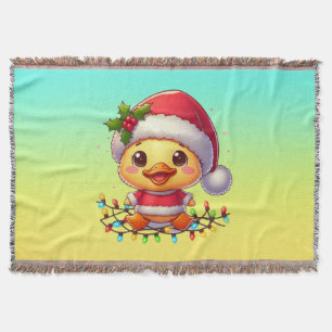 Schattigee Kerst Eend Cartoon Santa-68362 Deken
