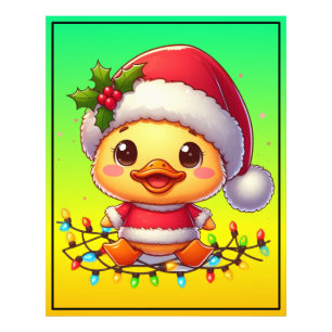 Schattigee Kerst Eend Cartoon Santa-68362 Foto Afdruk