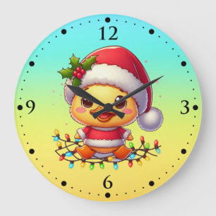 Schattigee Kerst Eend Cartoon Santa-68362 Grote Klok