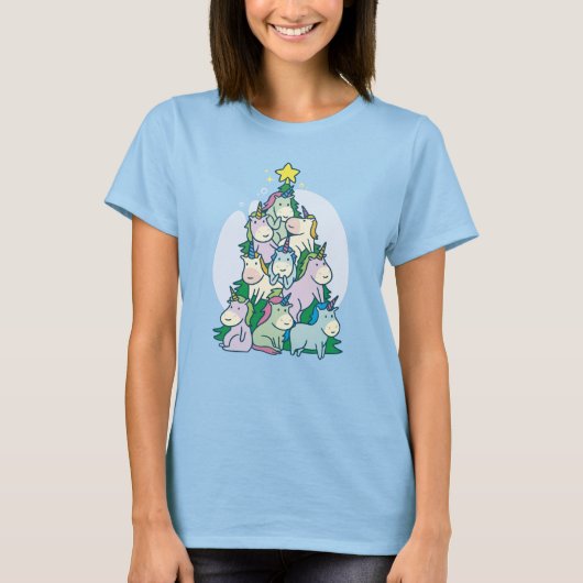 Schattigee Kerst Eenhoorn Tree T-shirt (Voorkant)
