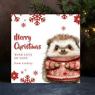 Schattigee Kerst Egel met Gezellige Trui Feestdagenkaart