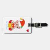 Schattigee Kerst Elf & Hart op Wit Bagagelabel (Voorkant horizontaal)