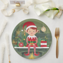 Schattigee kerst elf op plank rond papier Bord