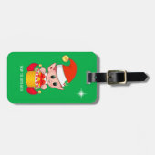 Schattigee Kerst Elf & Star op Groen Bagagelabel (Voorkant horizontaal)
