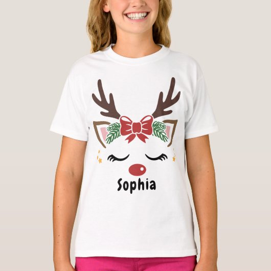 Schattigee Kerst Feestelijke Renideer Aangepaste m T-shirt (Voorkant)