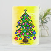 Schattigee Kerst Flat Vakantie Kaart (Staand voorkant)