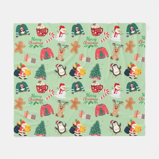 Schattigee kerst fleece deken (Voorkant (Horizontaal))