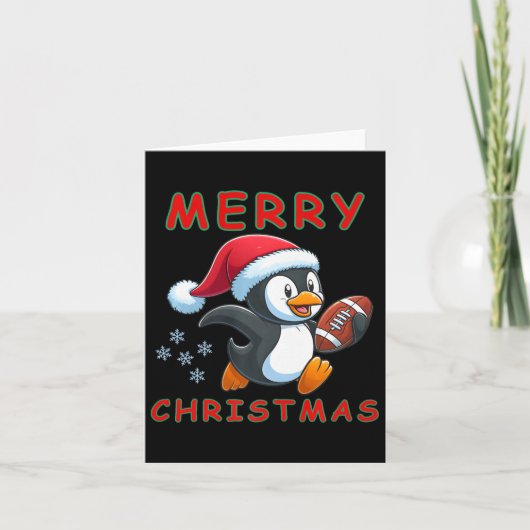 Schattigee kerst Football pinguïn Kaart (Voorkant)