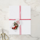 Schattigee kerst Franse Bulldog Peeking Cadeaulabel (Met Touw)