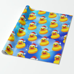 Schattigee Kerst Gele Rubber Eend Cadeaupapier