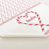 Schattigee Kerst Gepersonaliseerde Naam Candy Cane Sherpa Deken (3/4)