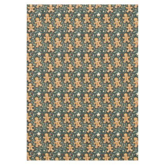 Schattigee Kerst Gingerbread Man Tafelkleed (Voorkant)