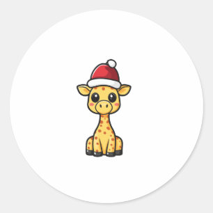 Schattigee Kerst Giraffe Comic Ronde Sticker