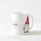 Schattigee Kerst Gnome Monogram Naam Koffiemok (Voorkant rechts)