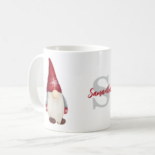 Schattigee Kerst Gnome Monogram Naam Koffiemok