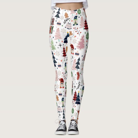 Schattigee Kerst Gnome Sleigh de hele dag Leggings (Voorkant)