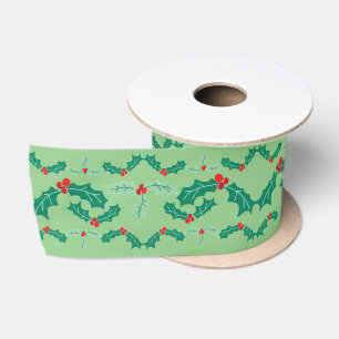 Schattigee Kerst Holly in rood & groen Lint