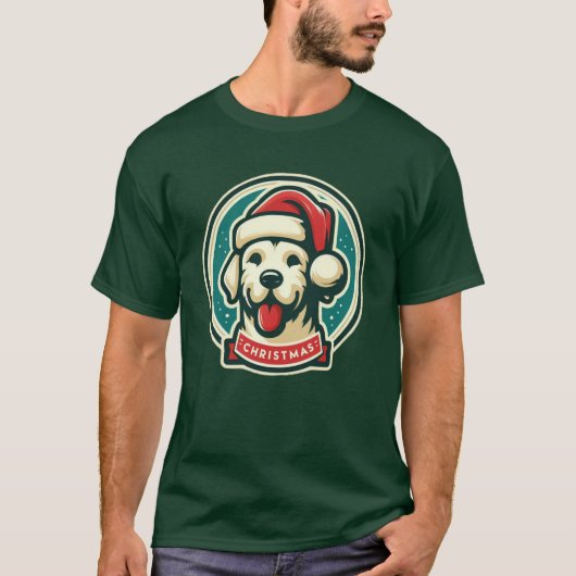 Schattigee Kerst Hond T-shirt (Voorkant)