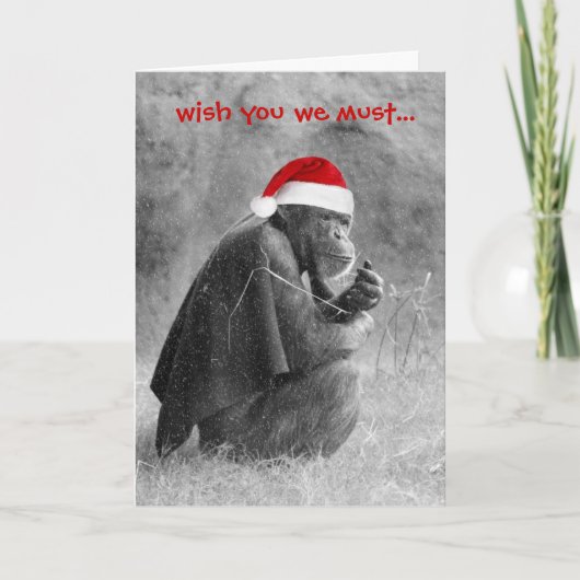 Schattigee kerst Kaart "Yoda-achtige" Chimp! (Voorkant)