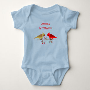 Schattigee Kerst Kardinalen en Rode Bessen Custom Romper