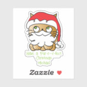 Schattigee Kerst Kat Cartoon Grappig Gezegde Sticker (Vel)