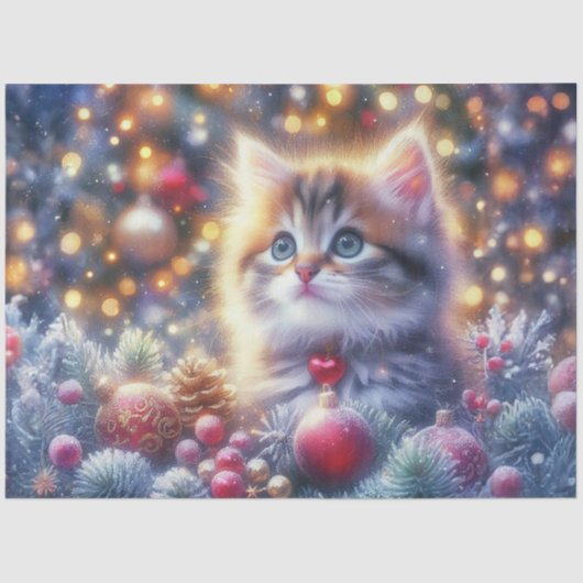 Schattigee Kerst Kat Craft Decoupage Tissuepapier (Voorkant)