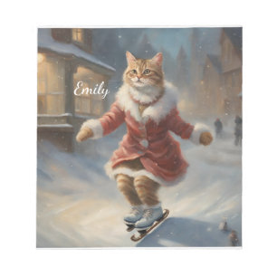Schattigee kerst kat schaatsen speels notitieblok