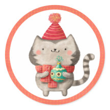 Schattigee kerst kat Stickers