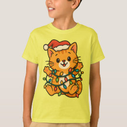 Schattigee Kerst Kat T-shirt voor Kinderen