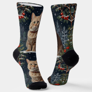 Schattigee kerst kat wintervakantie groen sokken