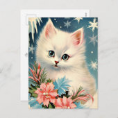 Schattigee Kerst  Kitten Briefkaart | Schattig (Voorkant / Achterkant)