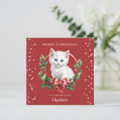 Schattigee kerst kitten rode kat liefhebber kerst kaart (Staand voorkant)