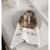 Schattigee kerst kiwi, op maat theedoek