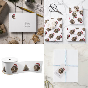 Schattigee kerst kiwi, op maat vierkante sticker