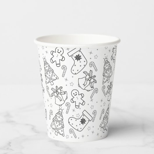 Schattigee Kerst Kleurbekers Papieren Bekers (Achterkant)