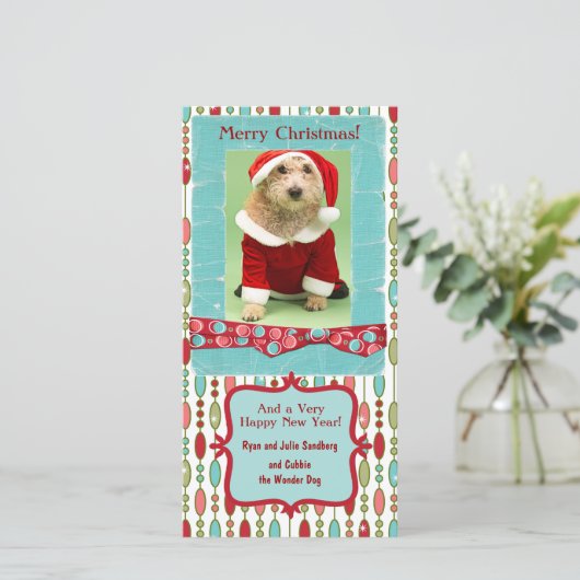 Schattigee kerst kralen Whimsy Custom Feestdagenkaart (Staand voorkant)