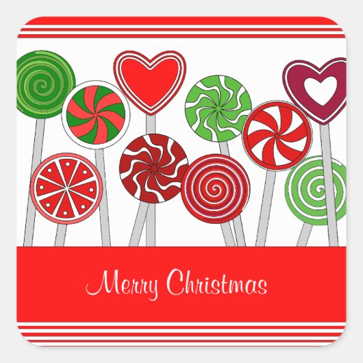 Schattigee Kerst Lollipops Sticker (Voorkant)