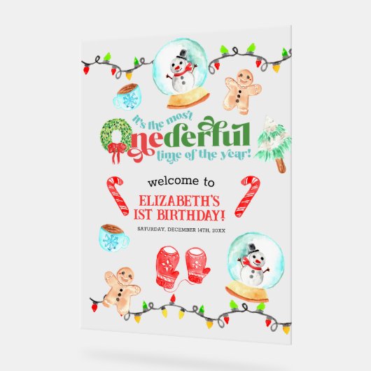 Schattigee Kerst Meest Mooie Eerste Verjaardag Acryl Bord (Hoek)