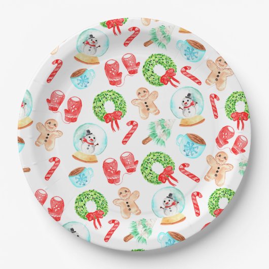 Schattigee kerst mooiste tijd van het jaar papieren bordje (Voorkant)