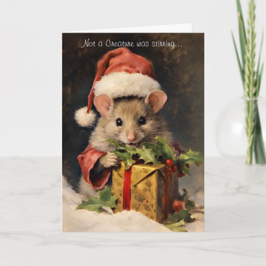 Schattigee Kerst Muis met Script Feestdagen Kaart (Voorkant)