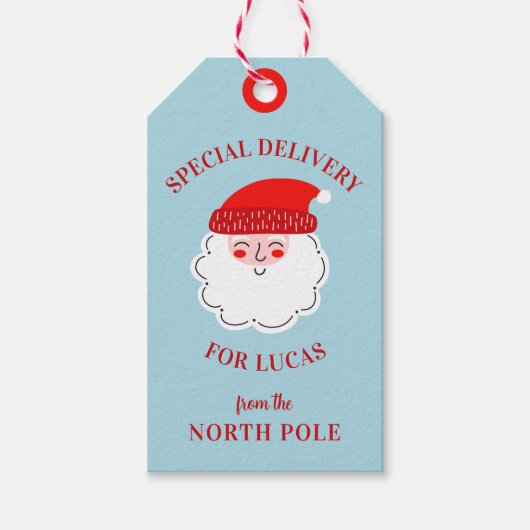 Schattigee Kerst Noordpool Speciale bezorging Cadeaulabel (Voorkant)